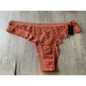 Frederick's of Hollywood Pumpkin Spice Leopard Lace Thong - 1X